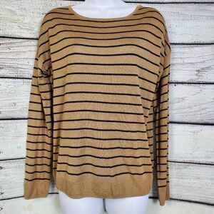 Philosophy Republic Clothing Women’s M Tan Black Stripe Sweater Pullover Lightwe